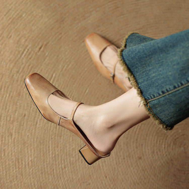 Alicia – Mules en Cuir Naturel