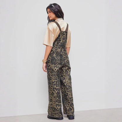 NYELISSE – SALOPETTE LARGE À IMPRIMÉ RÉTRO EN LEOPARD