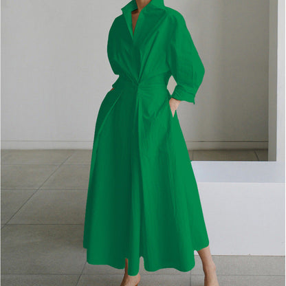 Robe Longue Portefeuille Élégante à Col - Chic et Intemporel