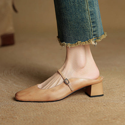Alicia – Mules en Cuir Naturel