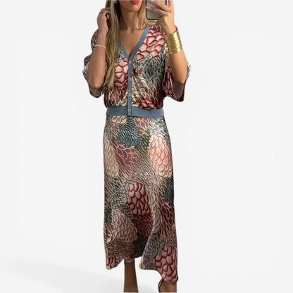 Robe Midi Fluide à Motifs - Élégance Intemporelle