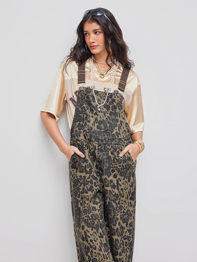 NYELISSE – SALOPETTE LARGE À IMPRIMÉ RÉTRO EN LEOPARD