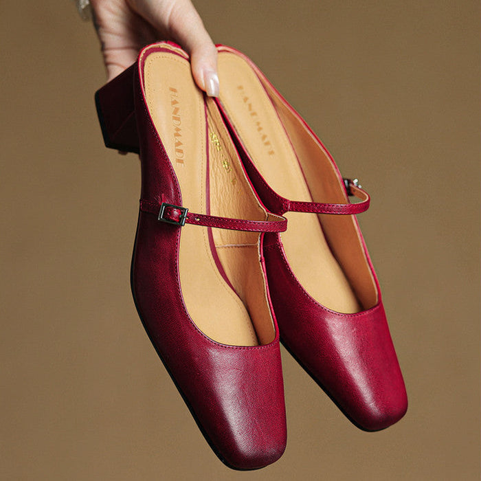 Alicia – Mules en Cuir Naturel