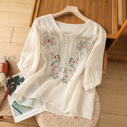 Tamsina – Blouse Détendue Brodée