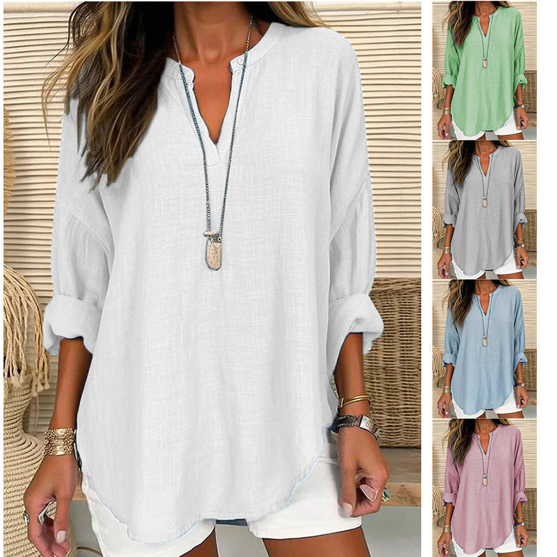 Hazel – Blouse à Col Notch Coupe Relaxée