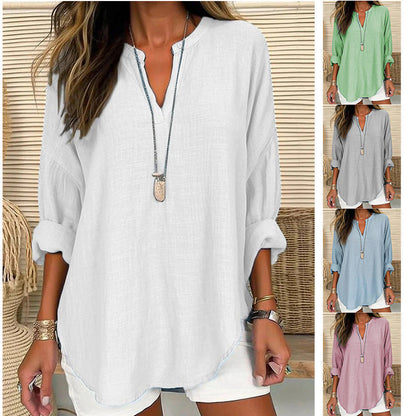 Hazel – Blouse à Col Notch Coupe Relaxée