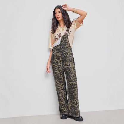 NYELISSE – SALOPETTE LARGE À IMPRIMÉ RÉTRO EN LEOPARD