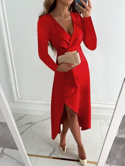 Gaby | Robe Enveloppante À Manches Longues Pour Femmes | Midi