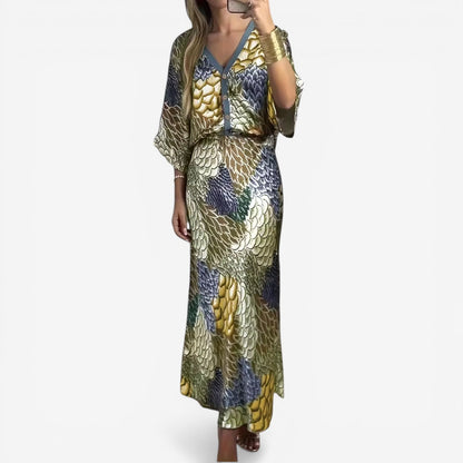 Robe Midi Fluide à Motifs - Élégance Intemporelle