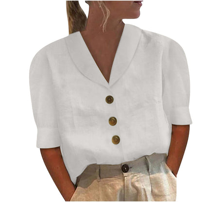 Blouse Boutonnée Retro-Chic avec Devant Noué