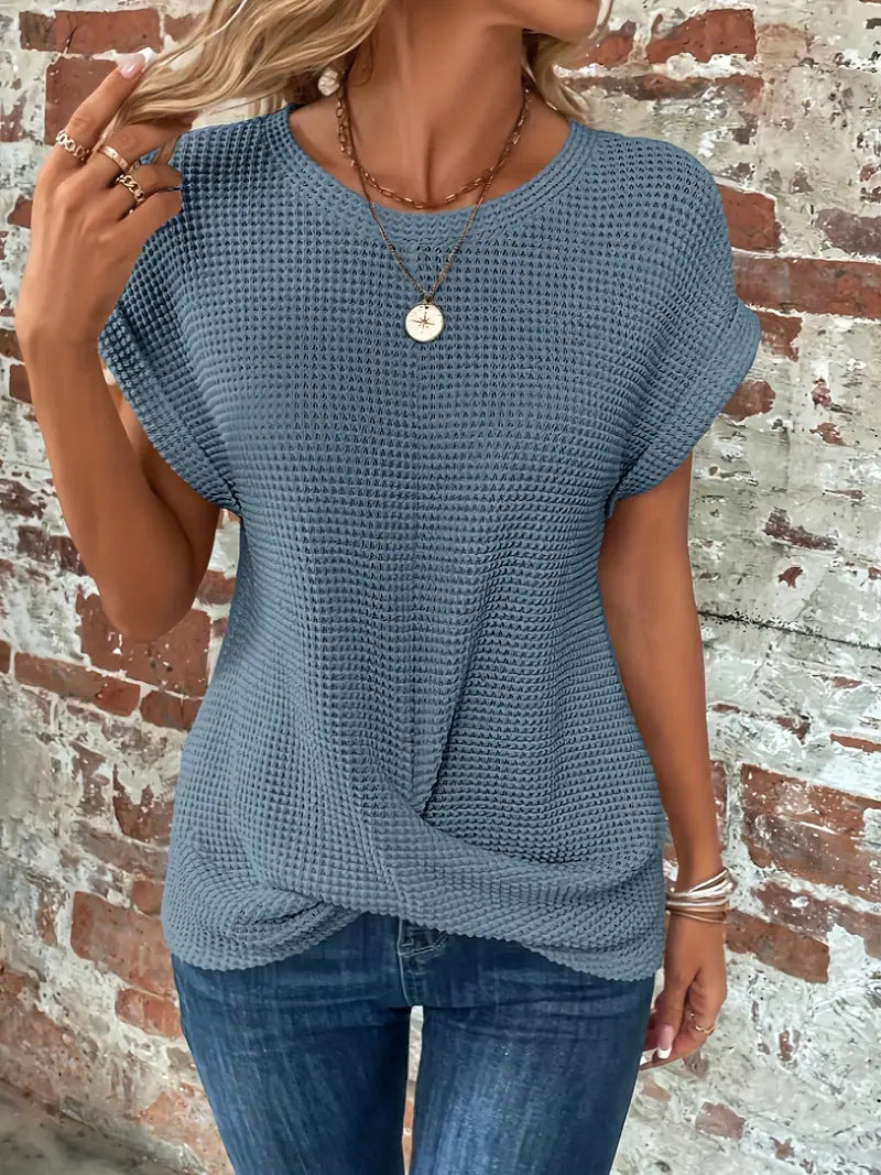 Tegan – T-shirt décontracté en tricot gaufré