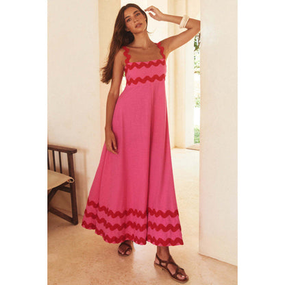 Wrenley - Robe Maxi Boho avec Décolleté Découpé