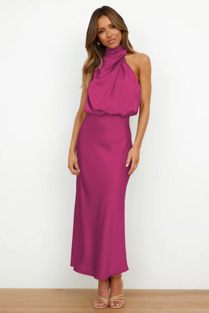 Elianna – Robe midi élégante avec décolleté asymétrique