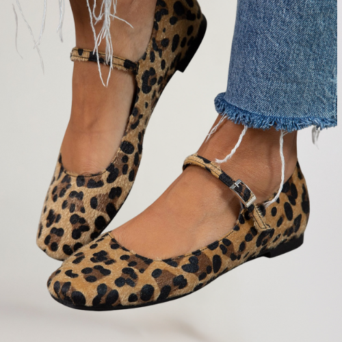 Rosetta - Ballerines Léopard en Cuir Velouté