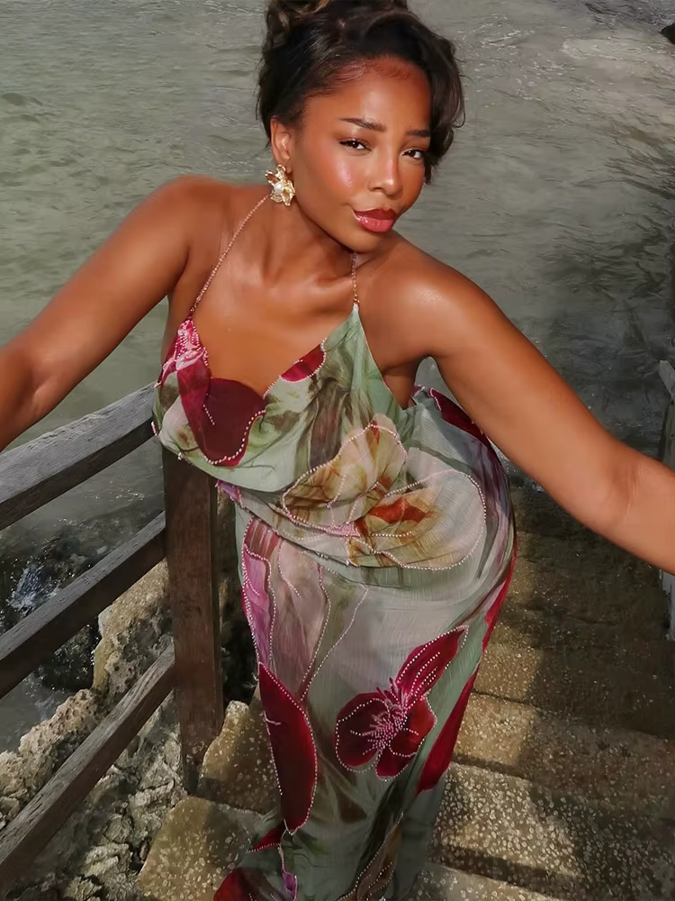 Isla | Robe Maxi en Chiffon Sans Dos