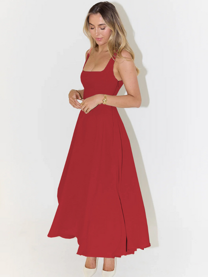 Robe Midi Élégante avec Décolleté Carré - Coupe Flatteuse Intemporelle