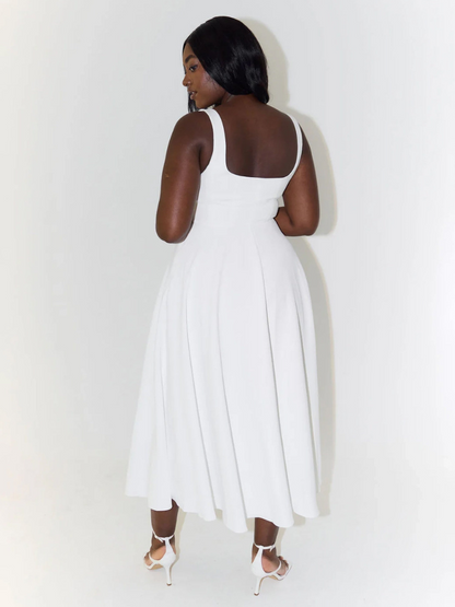 Robe Midi Élégante avec Décolleté Carré - Coupe Flatteuse Intemporelle