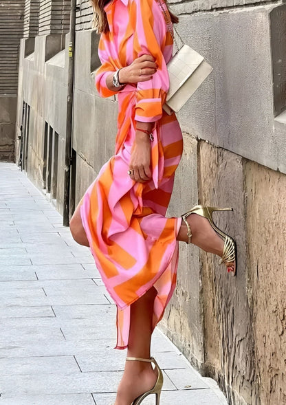 Olivia – Robe Chemise Imprimée qui S'ajuste à la Taille