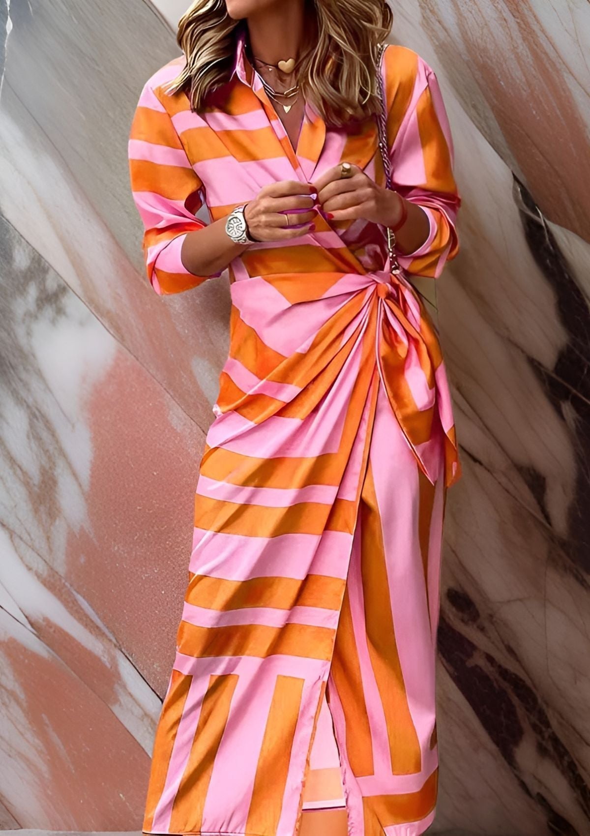 Olivia – Robe Chemise Imprimée qui S'ajuste à la Taille