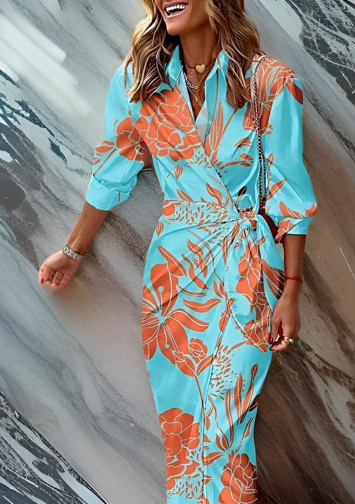 Olivia – Robe Chemise Imprimée qui S'ajuste à la Taille