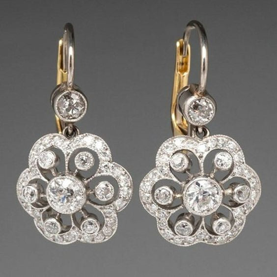 Boucles d'oreilles vintage en mandala embellies de cristaux