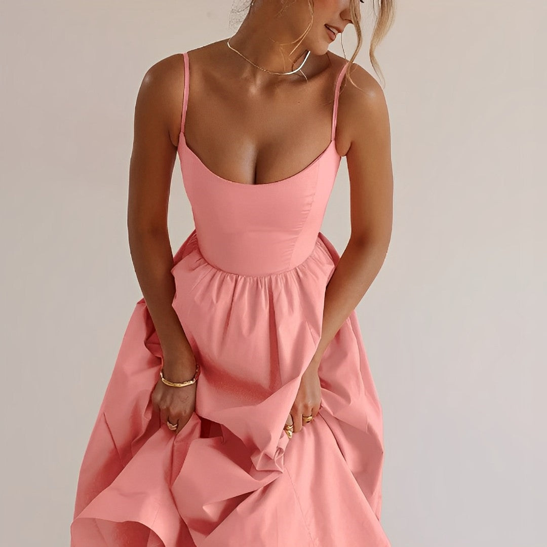 Fabiana - Robe évasée pour femme avec bretelles fines et volants