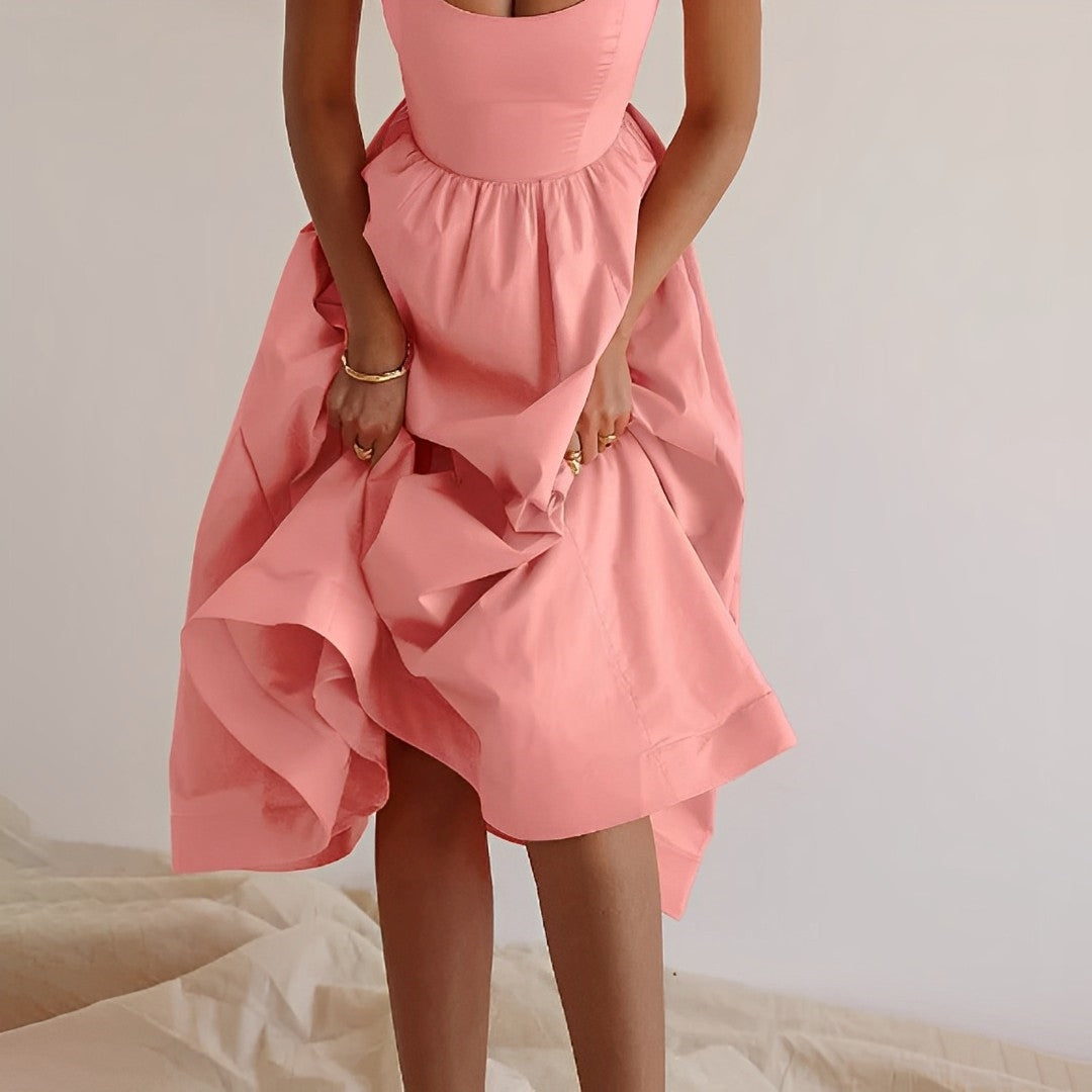 Fabiana - Robe évasée pour femme avec bretelles fines et volants
