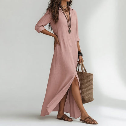 Robe longue chemise oversize bohémienne - Coton pur fluide et intemporel