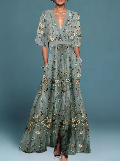 Hazel - Robe Boho Élégante avec Col en V et Ceinture
