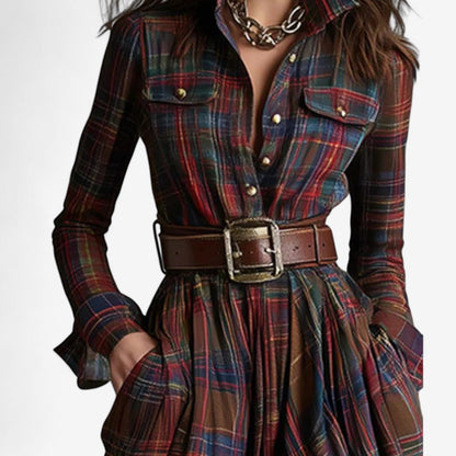 Robe Maxi à Carreaux Intemporelle - Élégance Rustique et Raffinée