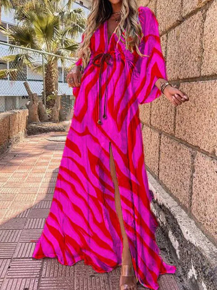Romina - Robe Maxi Fluide avec Ceinture à la Taille