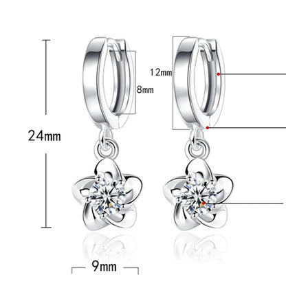 Boucles d'oreilles en argent sterling avec zircon violet et blanc