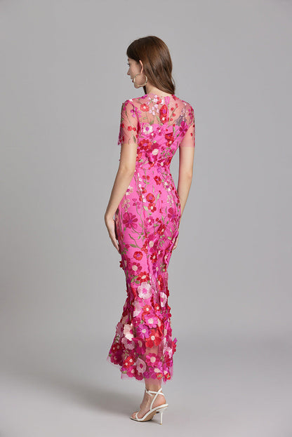 Andrea - Robe maxi transparente avec broderie délicate