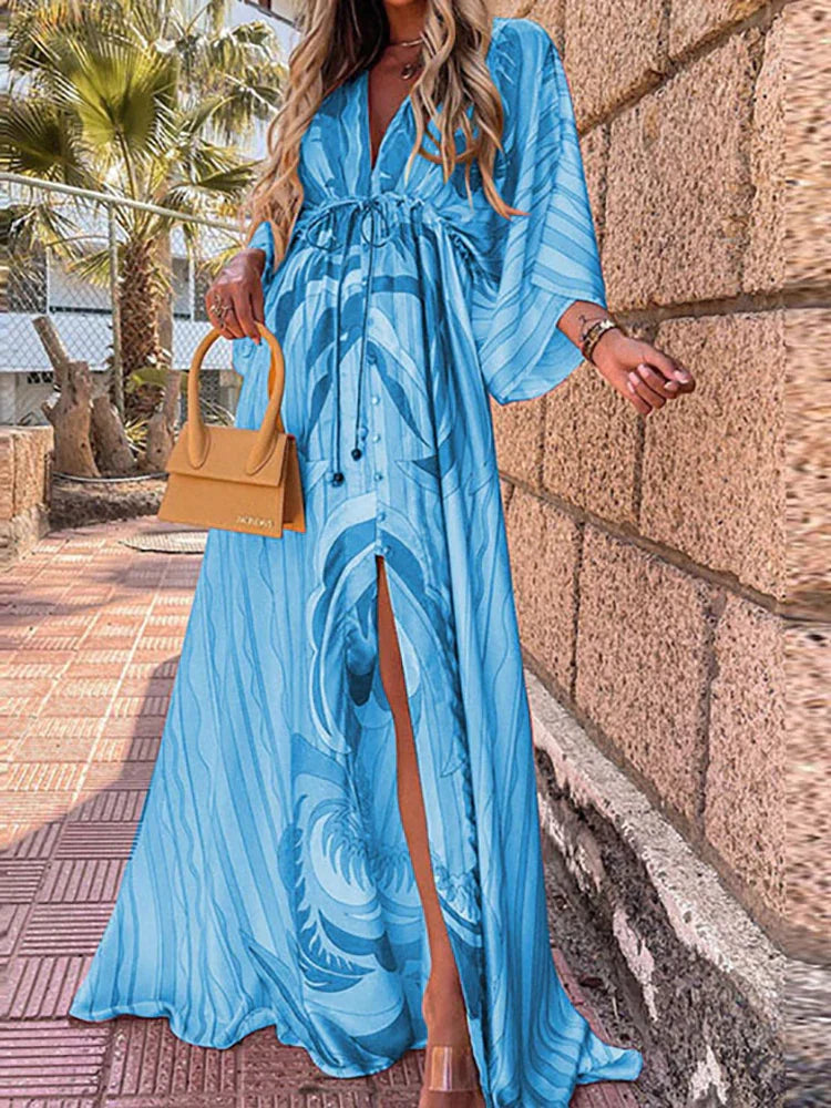 Romina - Robe Maxi Fluide avec Ceinture à la Taille