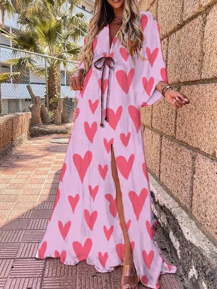 Romina - Robe Maxi Fluide avec Ceinture à la Taille