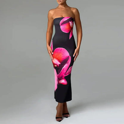 Cardo - Robe Bodycon Off-Shoulder avec Imprimé de Fleurs Vintage