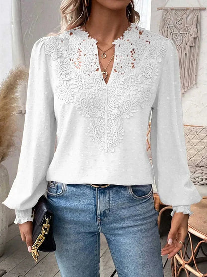 Sondra™ | Blouse en Dentelle de Luxe avec Décolleté en V