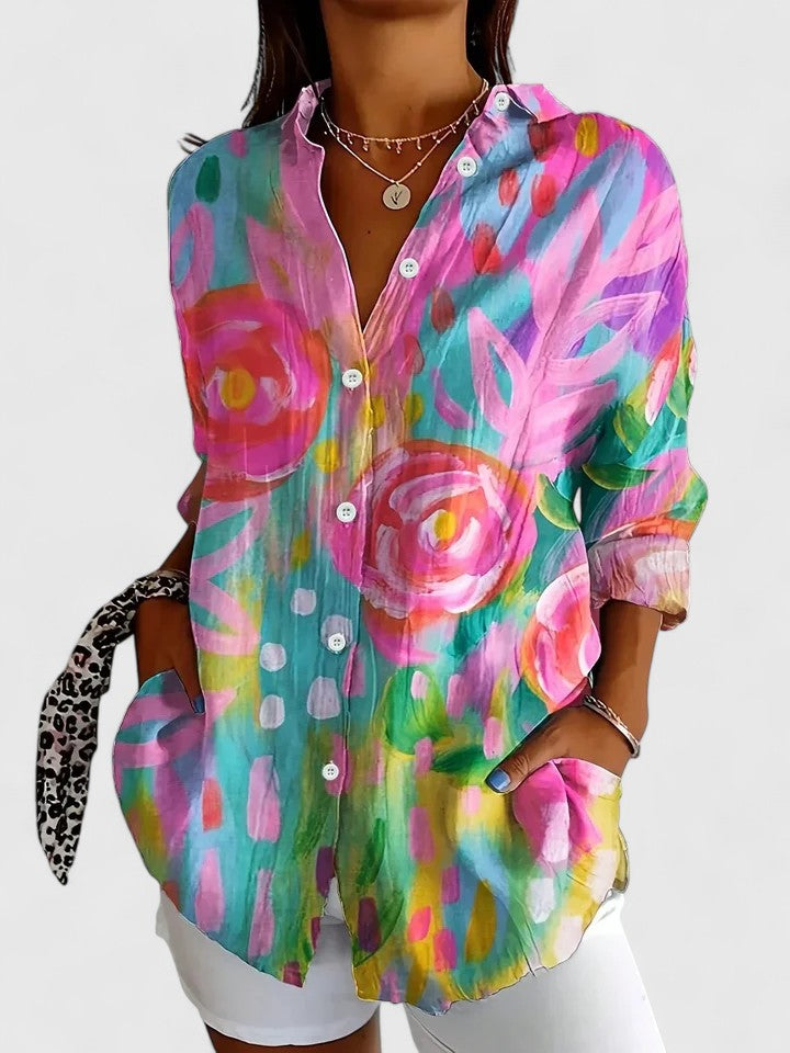 Anica - Blouse Artistique Vivace avec Boutons