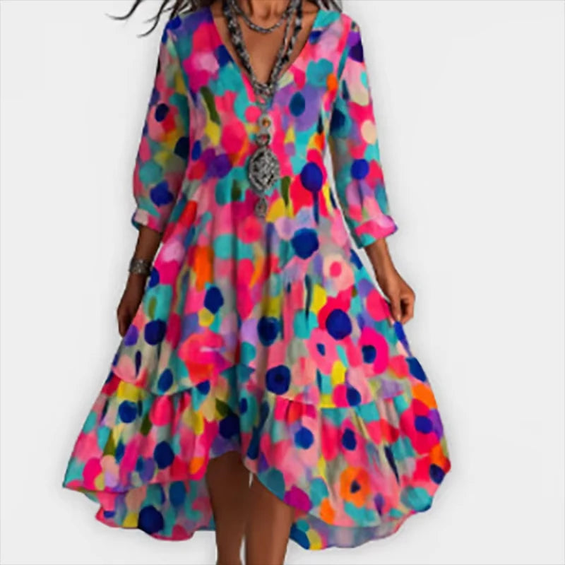 Shanae – Robe Midi Élégante avec Motif Floral