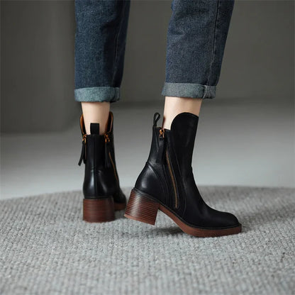 Elvera - Bottines en Cuir Lisse