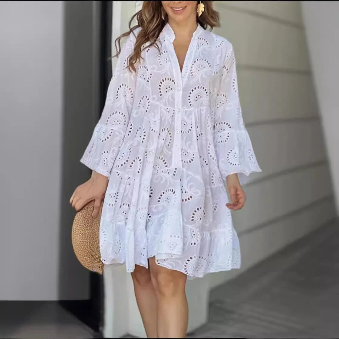 Robe Midi en Dentelle Rose - Élégance Intemporelle