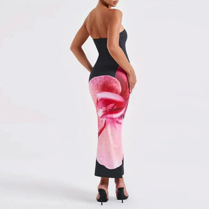 Cardo - Robe Bodycon Off-Shoulder avec Imprimé de Fleurs Vintage