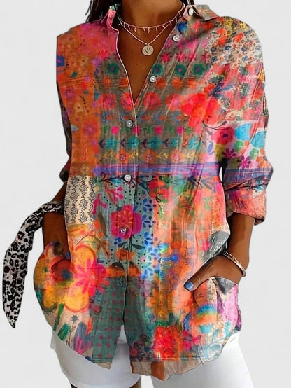 Anica - Blouse Artistique Vivace avec Boutons