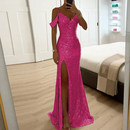 Lorena – Robe de Soirée Pailletée Sans Bretelles