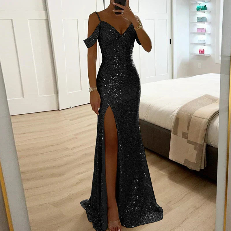 Lorena – Robe de Soirée Pailletée Sans Bretelles