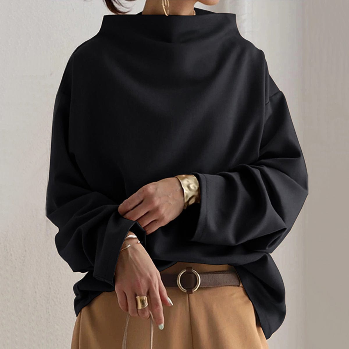 Elly | Haut en tricot doux à col montant