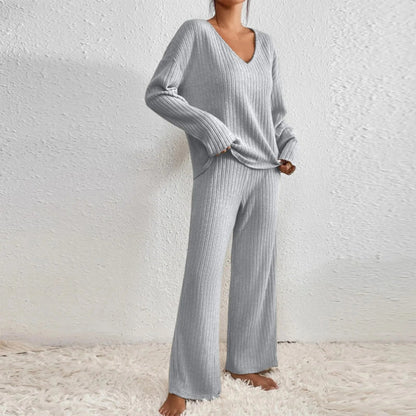 CALYNTHA – ENSEMBLE DEUX PIÈCES EN TRICOT À COL EN V