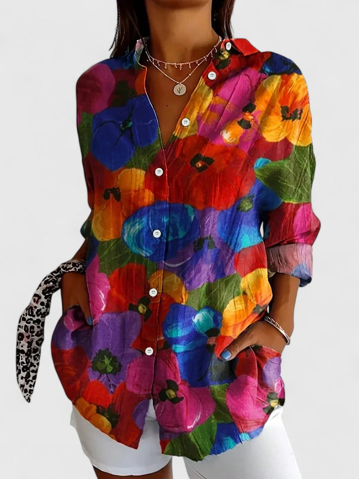 Anica - Blouse Artistique Vivace avec Boutons