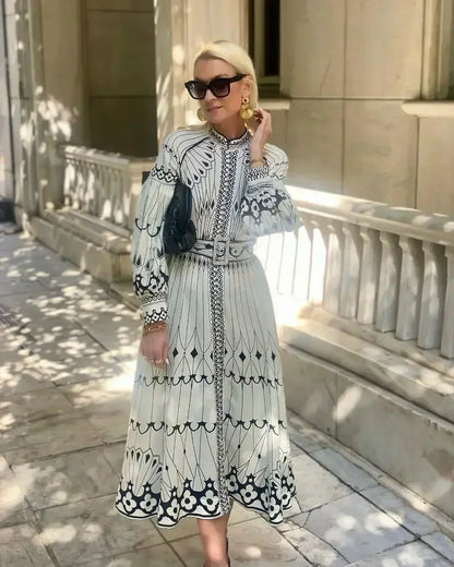 Eulalia - Robe Boho à Col Haut Rétro