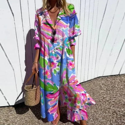 Cassidy - Robe Maxi à Manches Bouffantes Boho